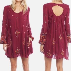 Free People Pink Oxford Embroidered Swing Mini Dress Size S/P
